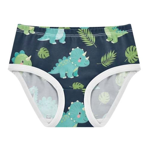Cute Cartoon Dinosaurs Green Leaves Toddlers Underwear Floral 2t Cotton Girl Panties Cute Aesthetic Underpants Briefs