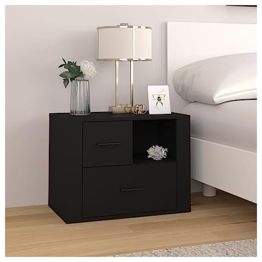 puraday Mesita de Noche Negro 60x36x45 cm Mueble Dormitorio Estante con Cajon Mesa De Noche Dormitorio Mesita De Noche Madera Cajonera Madera PequeñA Mueble Habitacion Madera contrachapada