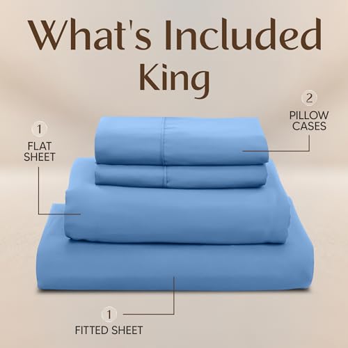 Image of Utopia Bedding King Size Sheet Set - 4 Piece Bed Sheets, Soft and Breathable Microfiber, Includes 1 Fitted Sheet, 1 Flat Sheet and 2 Pillowcases - Oeko Tex (Dutch Blue)