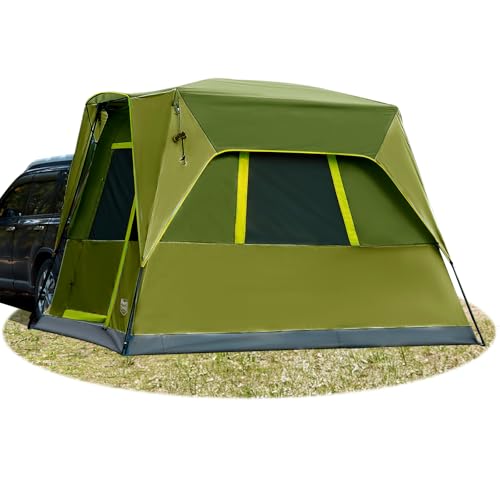 Timber Ridge 5 Person Tent for Car Camping, Weather Resistant with Movie Screen, Portable for SUVs, Vans, Rainfly & Storage Bag Included, 10 x 8 Ft,Green