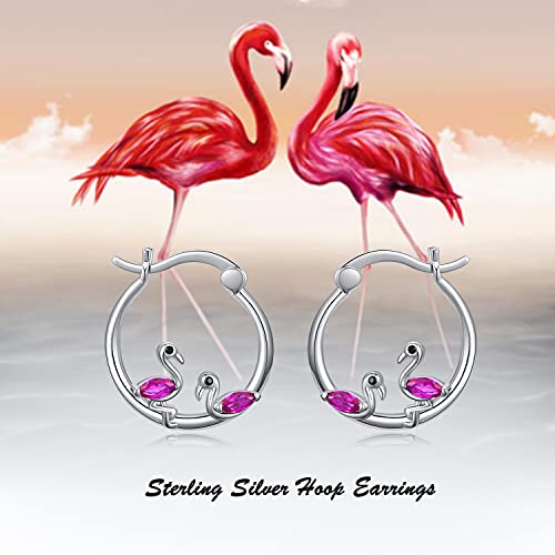 Flamingo Earrings Sterling Silver Hypoallergenic Small Hoop Earrings For Sensitive Ears Flamingo Jewelry Stocking Stuffer Christmas Gifts For Women Girls #TOP5
