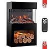 KAMINIO Eléctrica Chimenea Henri - Estufa de Chimenea eléctrica con calefacción, Efecto de Llama 3D, Compartimento para leña, luz Ambiental LED, Control Remoto (Negro) #4