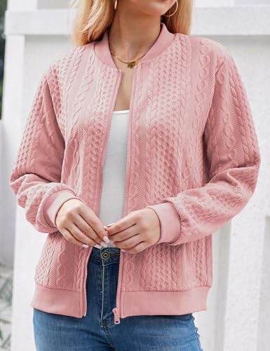 Image of Larmliss Women's Zip Up Cardigan Sweater Hoodies Long Sleeve Jacket Crewneck Casual Outerwear Spring Fall Trendy Coat Outfits