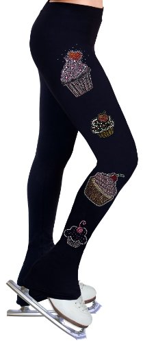 NY2 SPORTSWEAR Figure Skating Practice Pants with Rhinestones R184 - Adult Sizes- (Adult Extra Small) Black