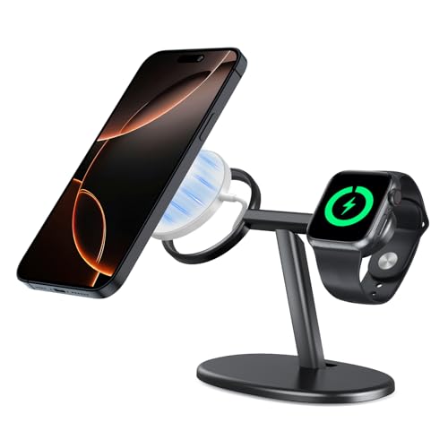 ✅ 【Protezione perfetta】 Questo supporto per caricabatterie per iPhone 12 e Apple Watch può contenere perfettamente il caricabatterie MagSafe e il caricabatterie Apple Watch. Inoltre, la gomma è attaccata all'anello interno per proteggere il caricabatterie MagSafe e l'Apple Watch dai graffi metallici. Design del canale nascosto sul retro, protegge il cavo del caricabatterie da eventuali danni. Il desktop è più pulito.