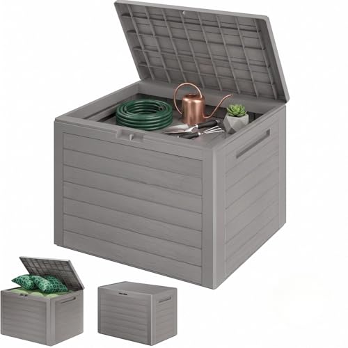CASARIA® Garden Storage Box - Outdoor Utility Chest Organiser – Weatherproof Plastic, Lockable Lid, Carry Handles, Compact & Portable – For Garden, Patio, Balcony, Decking – Grey (190L)