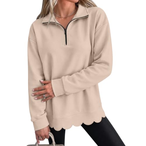 Sweatshirts for Women Loose Fit Scalloped Edge Casual Pullover Tops 2026 - image 2