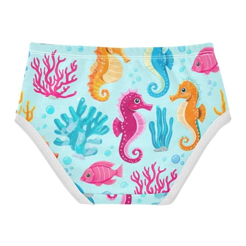 Cotton Toddlers Underwear Floral Cute Seahorse Coral Cute Panties Girl Bright Briefs Underpants 2t2