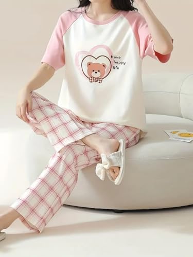 Image of Louis Luxe Womens Korean Night Dress || Full Pyjama Set || Korean Nightsuit || Women Nightwear ||Round Neck Full Sleeve Nightsuit || Loungewear || Everyday Nightdress