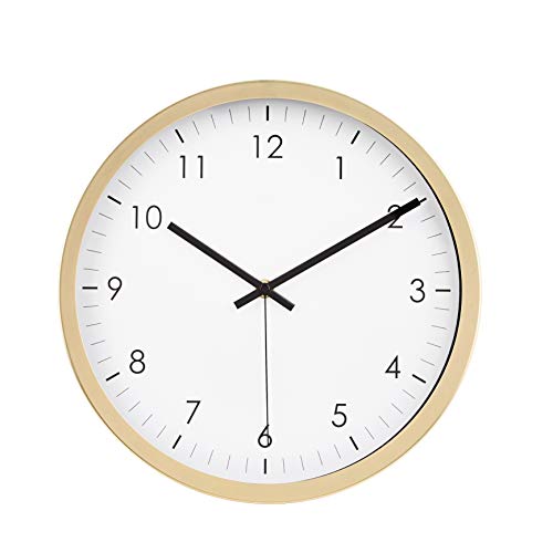 Amazon Basics – Wanduhr, traditionelles Design, 30,5 cm, Messingfarben