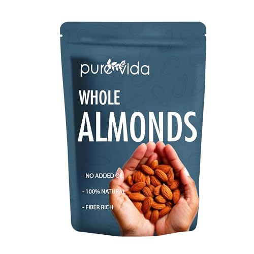 Image of Purevida California Almonds 200gm | Crunchy & Nutrient-Rich | High in Protein, Fiber, Vitamin E & Healthy Fats | Supports Brain & Heart Health | Gluten-Free | Ideal for Snacking, Baking & Cooking