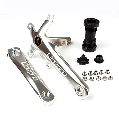 Litepro 折りたたみ自転車クランクアルミ合金 170 ミリメートル中空一体型 MTB マウンテンロードバイク BCD 130 クランクセット歯プレート部品 (銀) Litepro 折りたたみ自転車クランクアルミ合金 170 ミリメートル中空一体型 MTB マウンテンロードバイク BCD 130 クランクセット歯プレート部品 (銀)