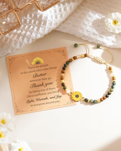 Image of Tarsus Sunflower Gifts for Women Teens - Positivity, Love & Strength | Unique Gift for Birthday, Christmas, or Thank You Occasion, Sunshine Sunflower Bracelet for Friends Coworkers Daughter...