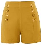 Women's Fashion Summer Yellow Beach Shorts Plus Size Casual Short Pants,XL