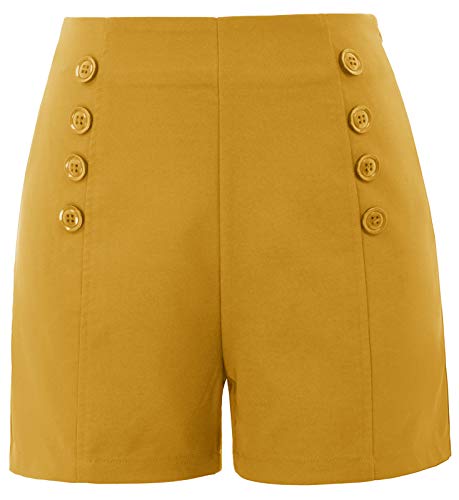 Women's Fashion Summer Yellow Beach Shorts Plus Size Casual Short Pants,XL
