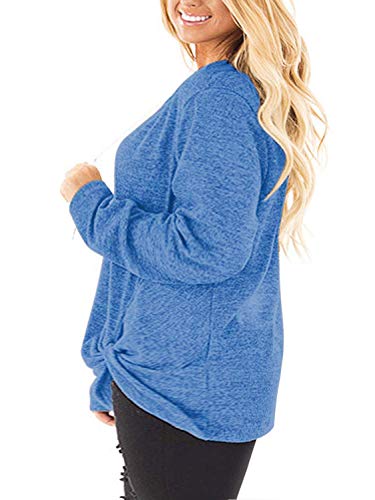 Image of DOLNINE Womens Plus Size Knotted Tops Long Sleeve Tee Shirts Loose Casual Blouse