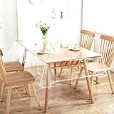 NaturesHomeテーブルクロス テーブルカバー 0.2mm 厚い PVC 透明 ポリエチレン 140×140cm 140x180cm 撥水 耐油 耐熱 清潔簡単 汚れ防止 テーブルプロテクター テーブルマット デスクマット デスク保護カバー ビニールマット 長方形 北欧 長さ調節 多用途（透明 レース 140x140cm)…