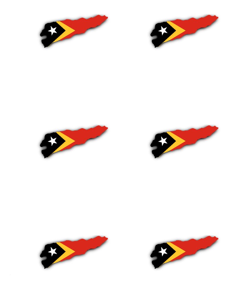 Sticker 50mm 6 x Silhouette Flag / Flap Map - Timor Leste - TL - for Car, Laptop and More