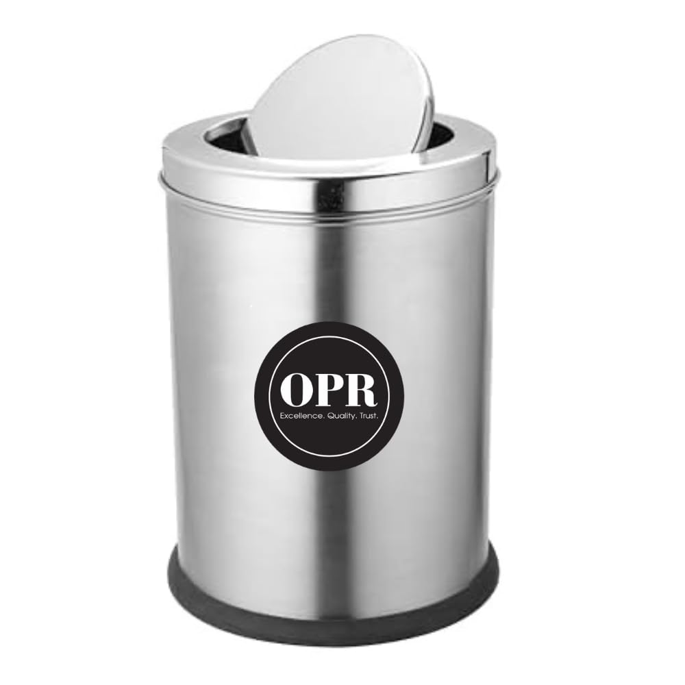 OPR Stainless Steel Swing Dust Bin with Lid| Garbage Bin, Trash Can for Home, Kitchen, Washroom, Bathroom and Offices (14 X 28 in. - 80 Ltr)