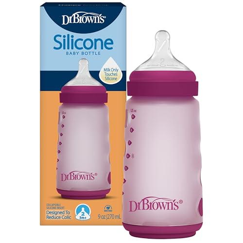 Dr. Brown's Silicone Baby Bottle, 9 oz, Level 2 Nipple, 3m+, Pink, 1-Pack - image 1