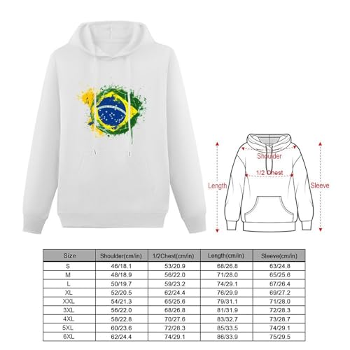 Soccer Brazil Flag Pattern Unisex Casual Hoodies Long Sleeve Lightweight Pullover Tops Loose Sweatshirt with Pocket2