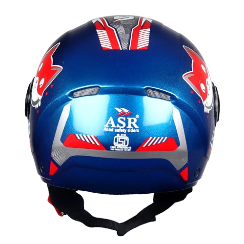 Image of ASR Junior Riders Helmet, High-Impact ABS Shell, Scratch & UV Resistant, Wide-View Visor, ISI Approved, Boys & Girls,Size-XS (Blue)