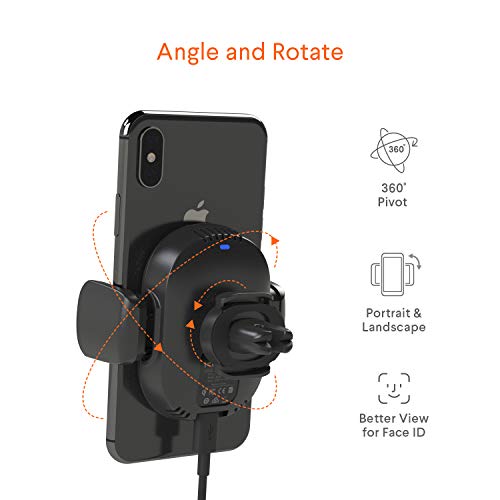 Kenu Airframe Car Phone Mount Wireless Charger - Air Vent Cell Phone Holder - 360 Degree Pivot, Qi Fast-Charging - Extra Large Expandable Grip - Use With Latest Iphones, Samsung And Androids #TOP4