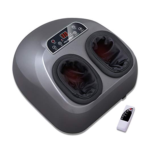 Foot Massager with Heat, MUJERBAY Shiatsu Foot Massager Machine, Full-Cover Air Compression Deep Kneading Foot Massager, for Plantar Fasciitis Feet Massager (Size 11)