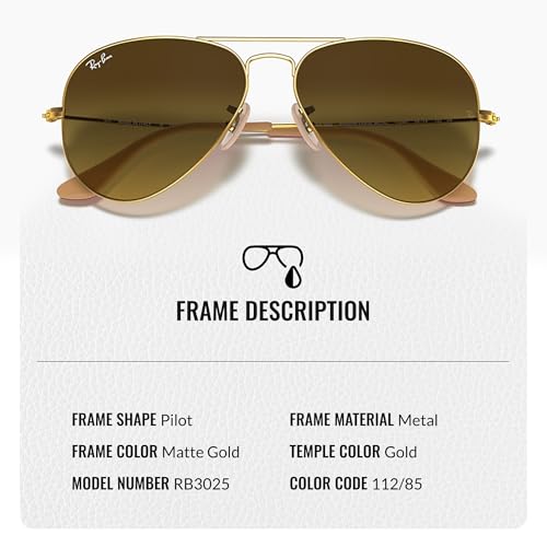 Image of Ray-Ban RB3025 AVIATOR GRADIENT Pilot Shaped Sunglasses for Men & Women with Official RAYBAN Eyewear Kit