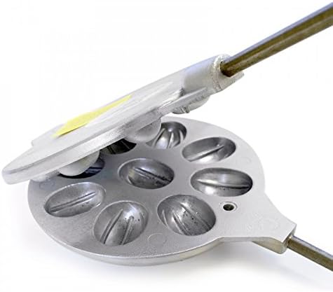 Leda Walnut Cookie Mold (Oreshek) Maker - Aluminum, Walnut Shell Shape, Silver