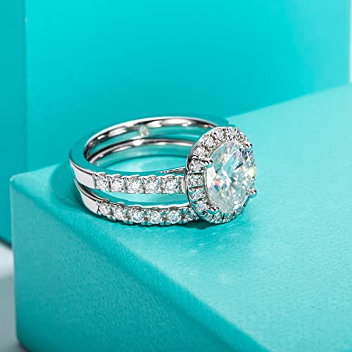 AnuClub Radiant/Oval Moissanite Engagement Ring Set, D Color VVS1, 925 Sterling Silver Promise Anniversary Ring for Women, Elegant Gift Packed3