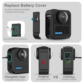 FitStill Le kit de protection en silicone est uniquement compatible avec Gopro Max 2, coque de protection en silicone + film de protection d'écran + couvercle latéral de batterie + couvercle de