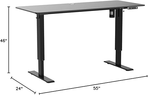 Miniatura 3 de farexon Escritorio eléctrico de pie de altura ajustable, escritorio de pie de 55 x 24 pulgadas con alfombrilla grande para el mouse, ruedas