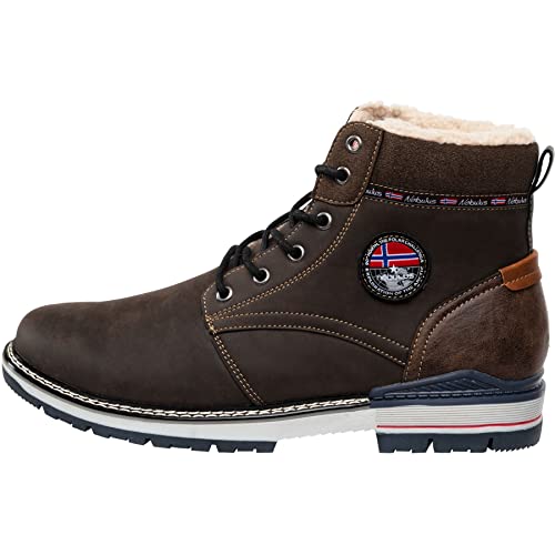 Nebulus Herren Winterstiefel WAYNE, warme und praktische Stiefel, Übergangsschuhe, dunkelbraun - 45