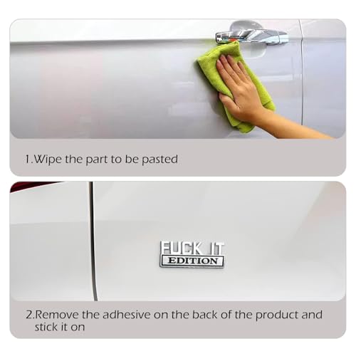 Image of Car Edition Emblem, 3D inchFUCK IT inch Car Badge Decal, Metal Fender Emblem Sticker, Bumper Hood Trunk Door Decal, Automotive Exterior Decorative Accessories, for SUV, Sedan, Motorcycle (Silver)