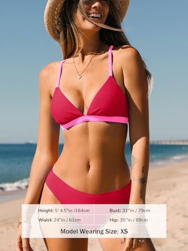 Image of CUPSHE Bikini Set for Women Two Piece Swimsuits V Neck Low Rise Crisscross Back Self Tie Spaghetti Straps
