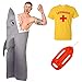 Costume unisexe pour adulte avec mâchoires de requin + T-shirt de sauvetage (différentes tailles) + flotteur gonflable : déguisement fantaisie de cerf (XL (46/121,9 cm)