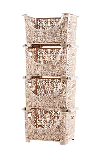 Violet Cesta Almacenamiento Cocina Frutero Verdulero Organizador 4 Cestas Beige