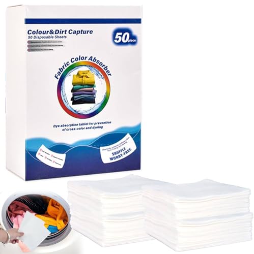 MOMENT Color Catcher Sheets 50 Count for Laundry Dye Absorbent to Maintain Vibrant Clothes Original Colors Allow Mixed Washes Prevent Color Runs Dye Guard Grabber for Washing Machine 11x28cm