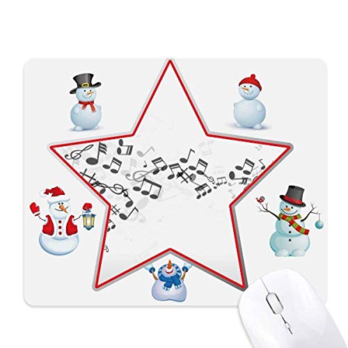 Tapis de souris bonhomme de neige et notes de musique noir et blanc