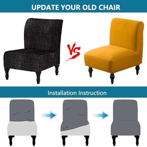 Funda para silla sin brazos elástica y lavable gris oscuro pack de 2 OBASDFD 7