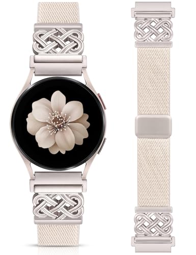 Minyee ���C�X�g���b�`�o���h Samsung Galaxy Watch 7/6/5/4/FE/Active 2 40mm 44mm/Watch 6 Classic 43mm 47mm/5 Pro 45mm�ɑΉ� ���f�B�[�X �����Y 20mm �P���g�m