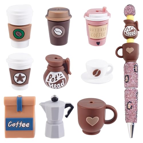 PH PandaHall 9pcs Coffee Themed Silicone Beads Coffee Cup Bead