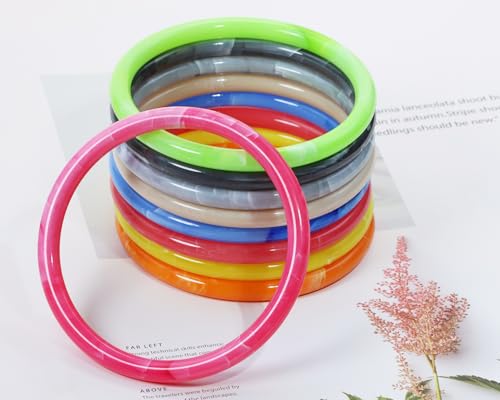 PENTA ANGEL Neon Acrylic Bracelets for Women 8Pcs Adults Size 80s 90s Retro Marbling Rock Pop Disco Punk Bangle Ring for Halloween Party Costume4