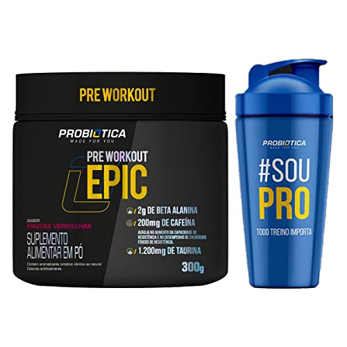 Combo Pré Treino Epic Pote 300g FrutasVermelhas + Coqueteira