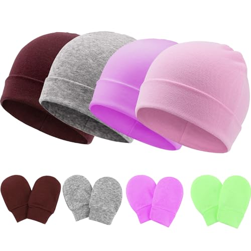 Image of DRESHOW BQUBO 5 Pieces Baby Turban Hats Turban Bun Knot Baby Infant Beanie Baby Girl Soft Cute Toddler Cap