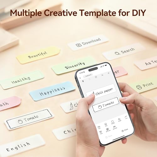 Image of Mini Label Maker Machine with Tape, Portable Bluetooth Thermal Label Printer, Wireless & Rechargeable, Waterproof, Built-in Cutter, for Home Office Kitchen,White