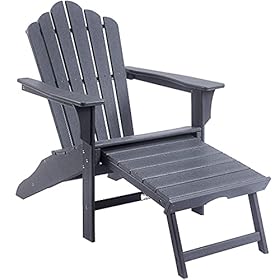 Ehomexpert All-Weather Adirondack Chair with Pull-Out Ottoman, Oversized Poly Lumber Classic Lounge Chair for Fire Pit… 41rwqTSR1vS. SS280