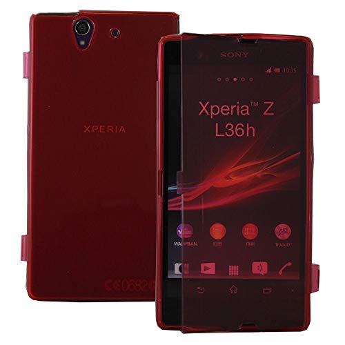 annaPrime Etui Coque Housse pour Sony Xperia Z, Coque Silicone Gel Livre Rabat Couleur Rouge