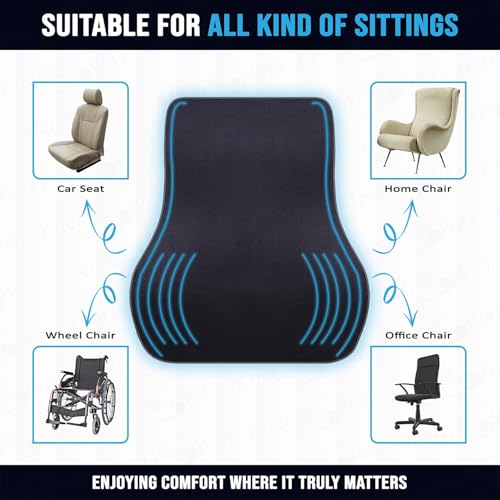 Image of KINGSWAY Car Accessories Orthopedic Lumbar Support Seat Cushion, Universal Use Car Pillow, Memory Foam Pillow in Chocolate, Super Soft and Super Comfort Design Sciatica Back Support, Pack of 1